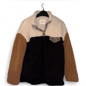 Thread & Supply Black, Cream, and Brown with Leopard Sherpa Jacket